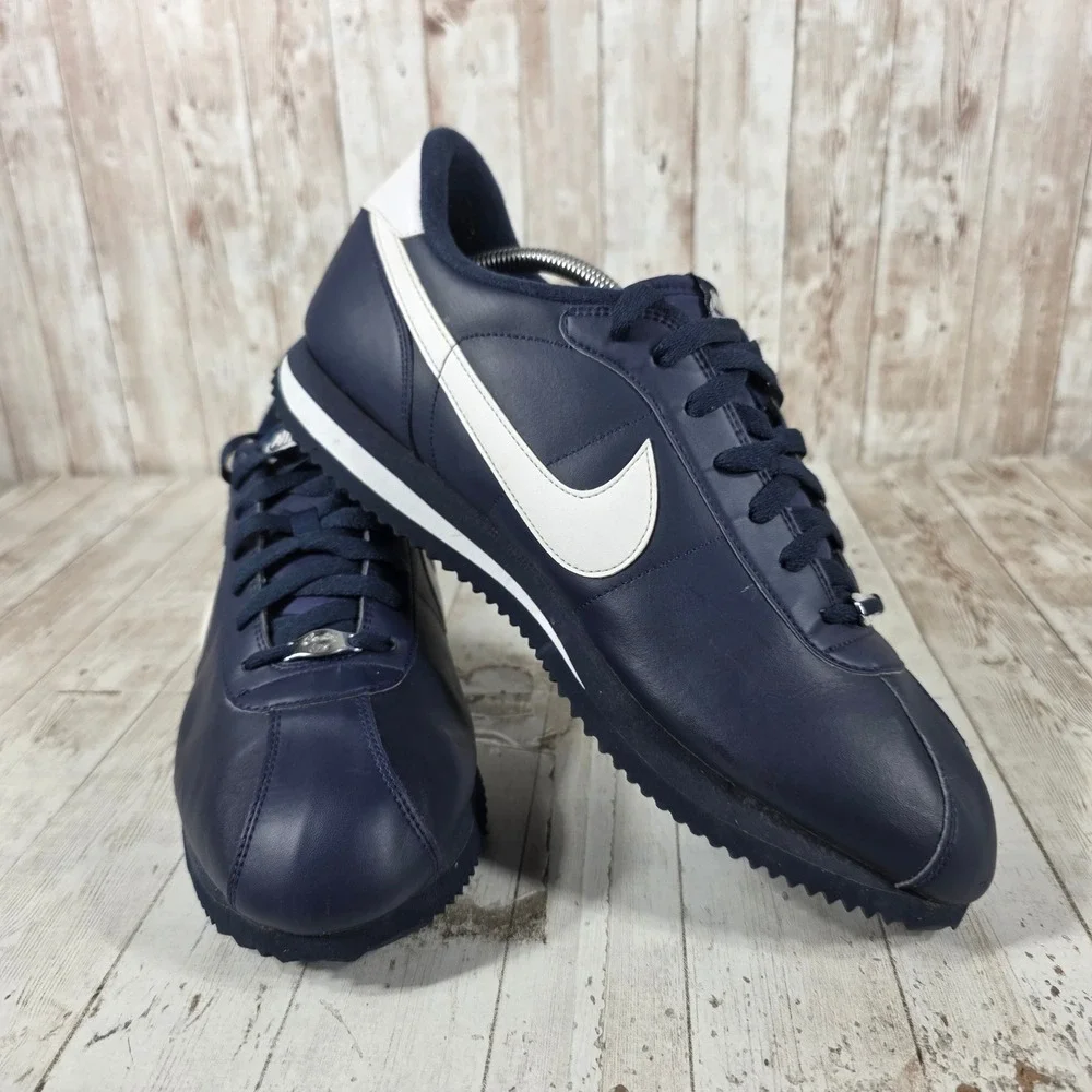 Nike Cortez Basic Leather Midnight Navy White Mens 12.5 316418-402 Low Top‎